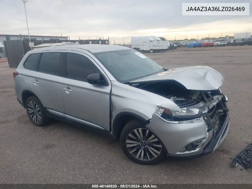 2020 Mitsubishi Outlander Es 2.4 S-Awc VIN: JA4AZ3A36LZ026469 Lot: 40148920