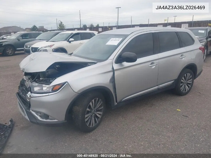 2020 Mitsubishi Outlander Es 2.4 S-Awc VIN: JA4AZ3A36LZ026469 Lot: 40148920