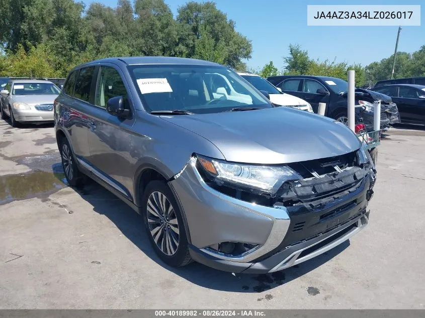 JA4AZ3A34LZ026017 2020 Mitsubishi Outlander Es 2.4 S-Awc/Le 2.4 S-Awc/Se 2.4 S-Awc/Sel 2.4 S-Awc/Sp 2.4 S-Awc