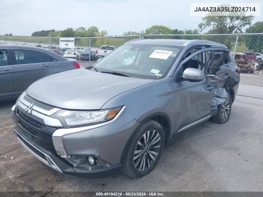 2020 Mitsubishi Outlander Es 2.4 S-Awc VIN: JA4AZ3A35LZ024714 Lot: 40194214