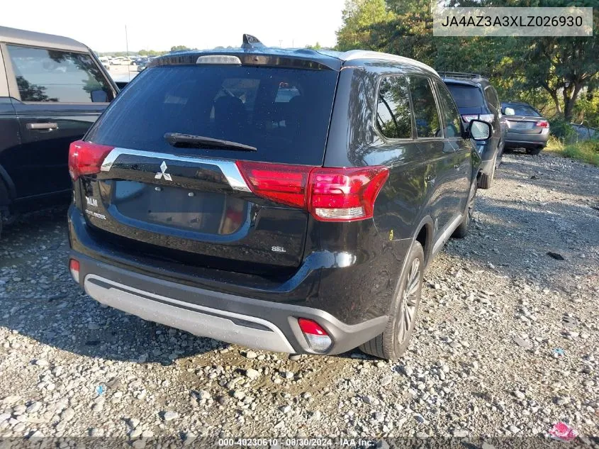 2020 Mitsubishi Outlander Sel 2.4 S-Awc VIN: JA4AZ3A3XLZ026930 Lot: 40230610