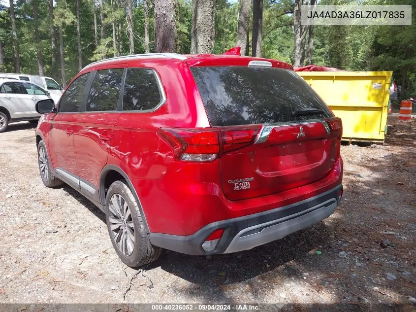 2020 Mitsubishi Outlander Se/Sel/Le VIN: JA4AD3A36LZ017835 Lot: 40236052