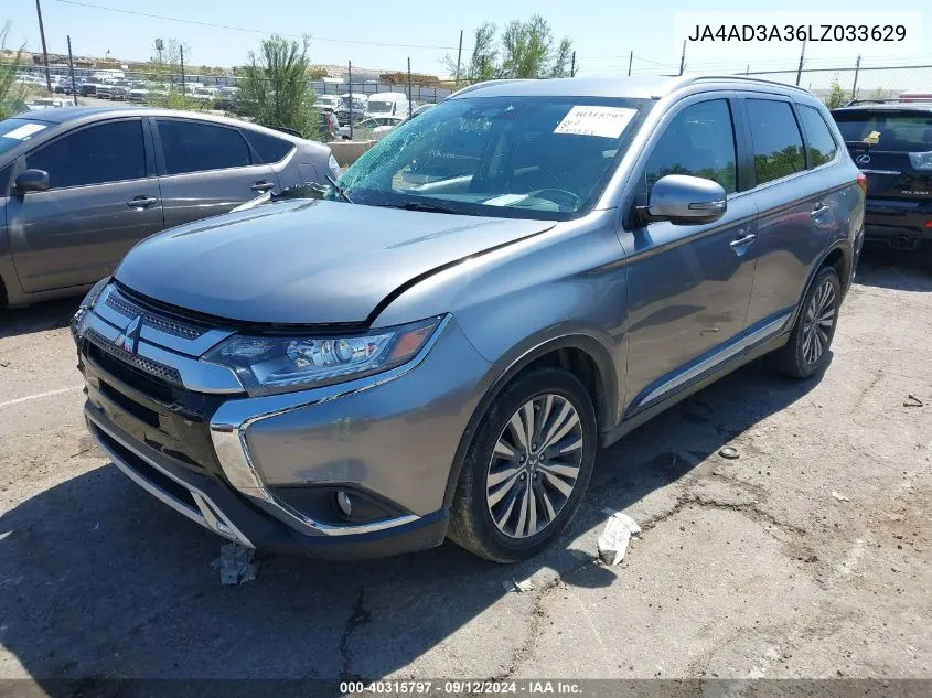 2020 Mitsubishi Outlander Se/Sel/Le/Sp VIN: JA4AD3A36LZ033629 Lot: 40315797