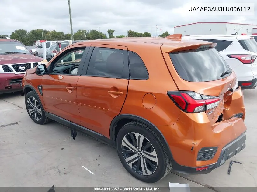 JA4AP3AU3LU006112 2020 Mitsubishi Outlander Sport Es/Sp