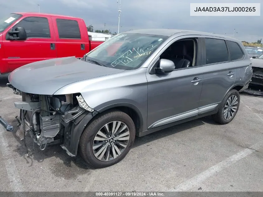 2020 Mitsubishi Outlander Se 2.4 VIN: JA4AD3A37LJ000265 Lot: 40391127