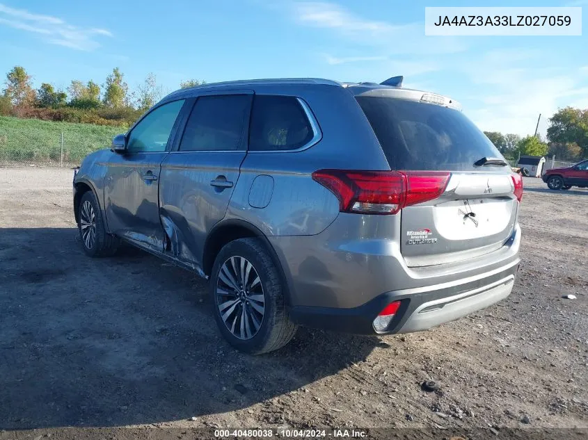 2020 Mitsubishi Outlander Sel 2.4 VIN: JA4AZ3A33LZ027059 Lot: 40480038