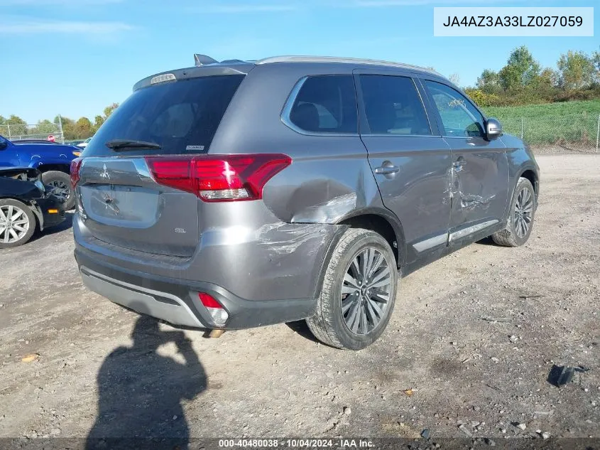 2020 Mitsubishi Outlander Sel 2.4 VIN: JA4AZ3A33LZ027059 Lot: 40480038