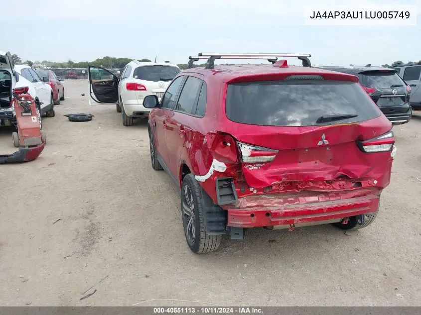 2020 Mitsubishi Outlander Sport 2.0 Es VIN: JA4AP3AU1LU005749 Lot: 40551113