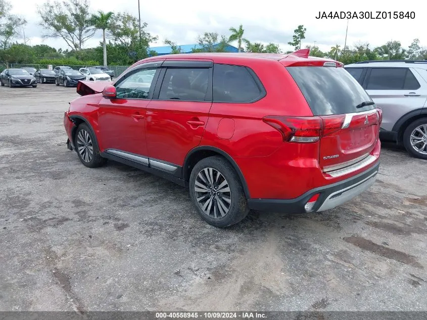 2020 Mitsubishi Outlander Se/Sel/Le VIN: JA4AD3A30LZ015840 Lot: 40558945