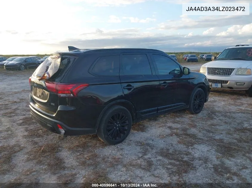 2020 Mitsubishi Outlander Le 2.4 VIN: JA4AD3A34LZ023472 Lot: 40596641