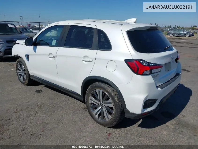 2020 Mitsubishi Outlander Sport 2.0 Be VIN: JA4AR3AU3LU022191 Lot: 40606973