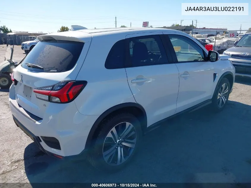 2020 Mitsubishi Outlander Sport 2.0 Be VIN: JA4AR3AU3LU022191 Lot: 40606973