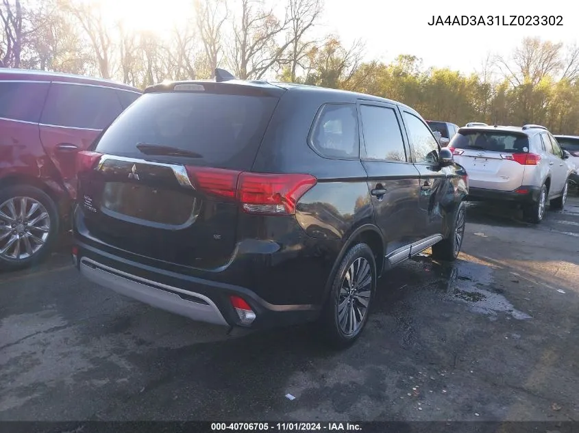 2020 Mitsubishi Outlander Se 2.4 VIN: JA4AD3A31LZ023302 Lot: 40706705