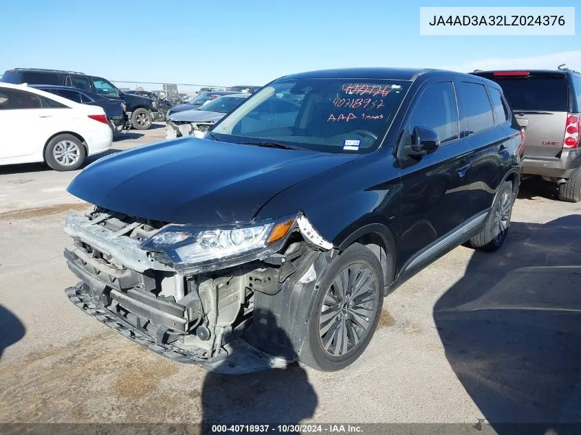 2020 Mitsubishi Outlander Se 2.4 VIN: JA4AD3A32LZ024376 Lot: 40718937