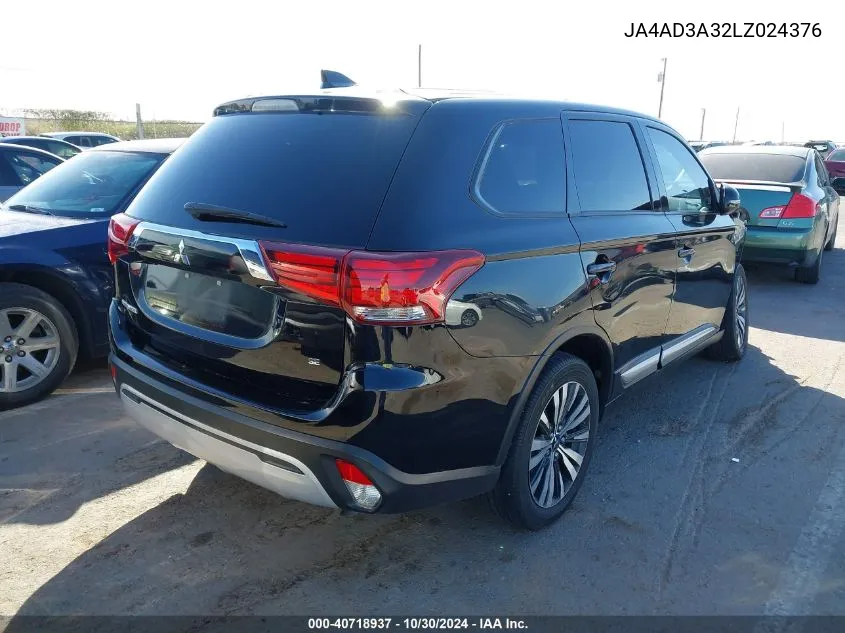 2020 Mitsubishi Outlander Se 2.4 VIN: JA4AD3A32LZ024376 Lot: 40718937