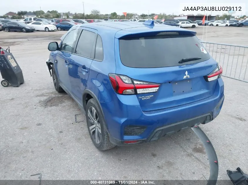 2020 Mitsubishi Outlander Sport 2.0 Es VIN: JA4AP3AU8LU029112 Lot: 40731069