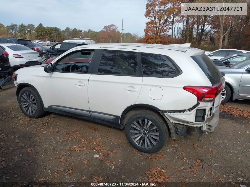 2020 Mitsubishi Outlander Es 2.4 /Le 2.4 /Se 2.4 /Sel 2.4 /Sp 2.4 VIN: JA4AZ3A31LZ047701 Lot: 40740723