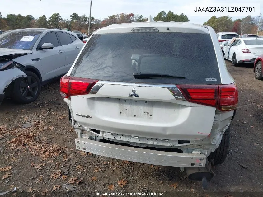 2020 Mitsubishi Outlander Es 2.4 /Le 2.4 /Se 2.4 /Sel 2.4 /Sp 2.4 VIN: JA4AZ3A31LZ047701 Lot: 40740723