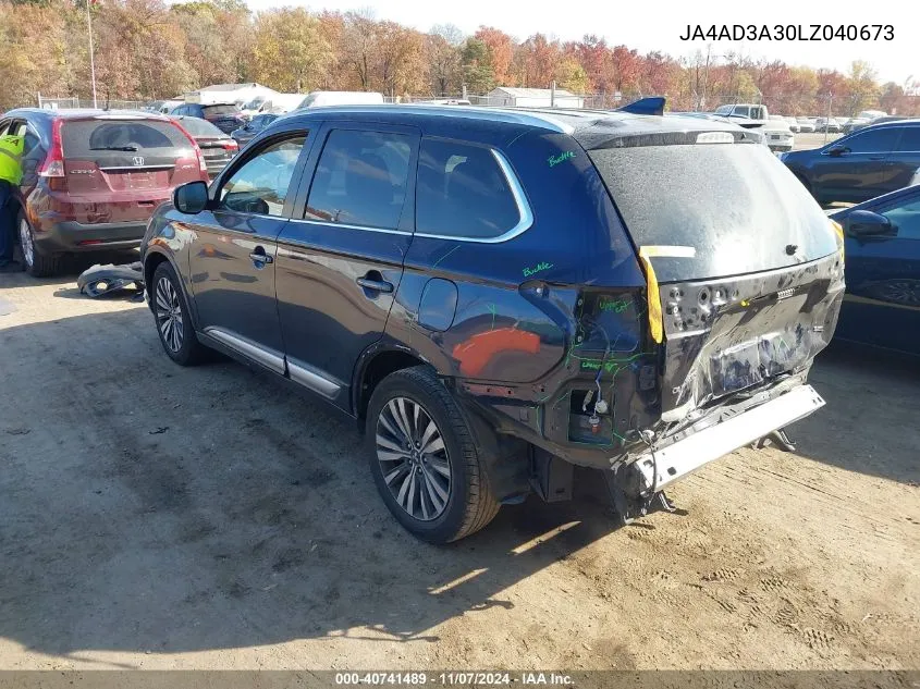 2020 Mitsubishi Outlander Le 2.4/Se 2.4/Sel 2.4/Sp 2.4 VIN: JA4AD3A30LZ040673 Lot: 40741489