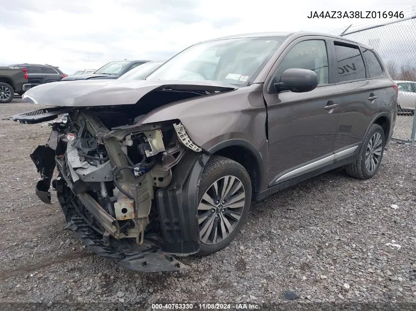 2020 Mitsubishi Outlander Es 2.4 VIN: JA4AZ3A38LZ016946 Lot: 40763330