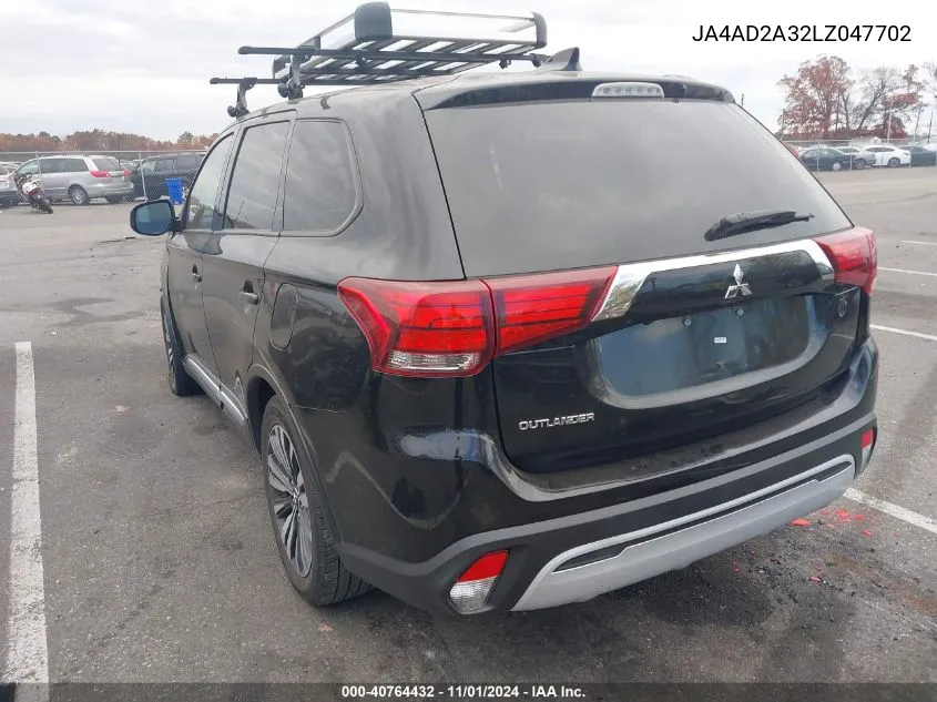 2020 Mitsubishi Outlander Es 2.4 VIN: JA4AD2A32LZ047702 Lot: 40764432