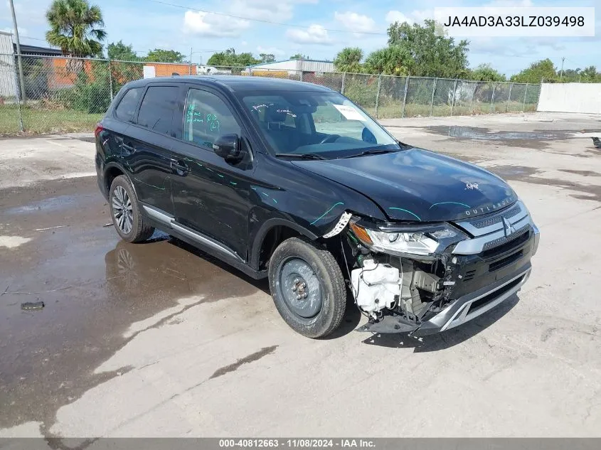 2020 Mitsubishi Outlander Se 2.4 VIN: JA4AD3A33LZ039498 Lot: 40812663