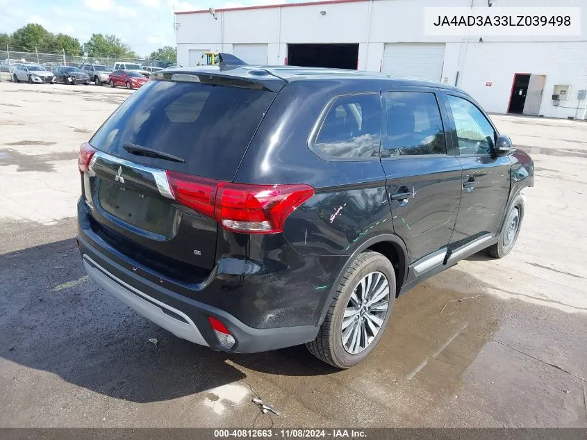 2020 Mitsubishi Outlander Se 2.4 VIN: JA4AD3A33LZ039498 Lot: 40812663