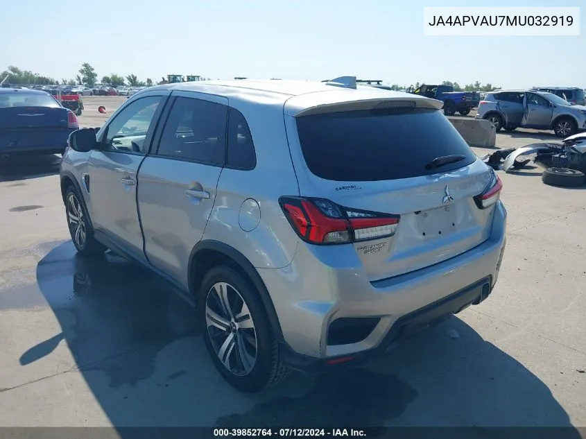 2021 Mitsubishi Outlander Sport 2.0 Se 2Wd VIN: JA4APVAU7MU032919 Lot: 39852764