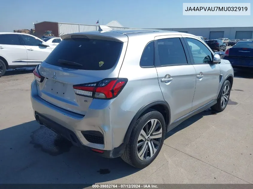 2021 Mitsubishi Outlander Sport 2.0 Se 2Wd VIN: JA4APVAU7MU032919 Lot: 39852764