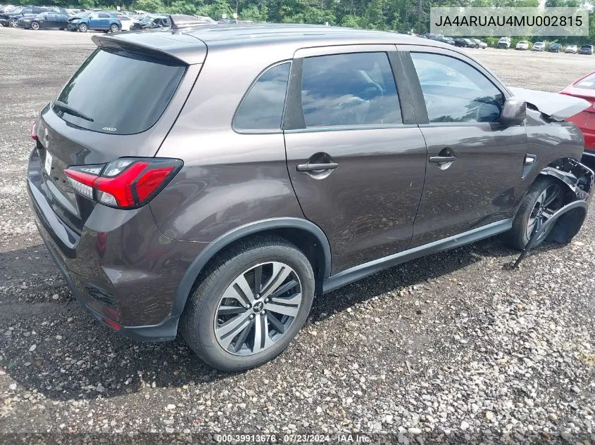 2021 Mitsubishi Outlander Sport 2.0 Es Awc VIN: JA4ARUAU4MU002815 Lot: 39913676