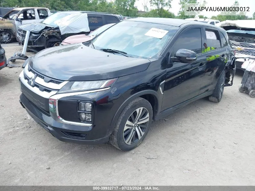 2021 Mitsubishi Outlander Sport 2.0 Se 2Wd VIN: JA4APVAU6MU033012 Lot: 39932717