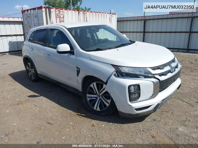 2021 Mitsubishi Outlander Sport 2.0 Be 2Wd/2.0 Es 2Wd/2.0 Le 2Wd/2.0 S 2Wd VIN: JA4APUAU7MU032350 Lot: 40000030