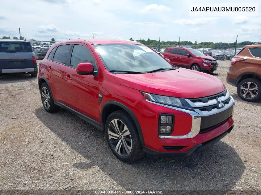 2021 Mitsubishi Outlander Sport 2.0 Be 2Wd/2.0 Es 2Wd/2.0 Le 2Wd/2.0 S 2Wd VIN: JA4APUAU3MU005520 Lot: 40035411