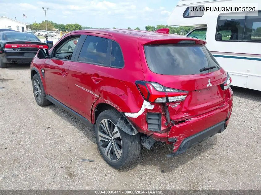 2021 Mitsubishi Outlander Sport 2.0 Be 2Wd/2.0 Es 2Wd/2.0 Le 2Wd/2.0 S 2Wd VIN: JA4APUAU3MU005520 Lot: 40035411