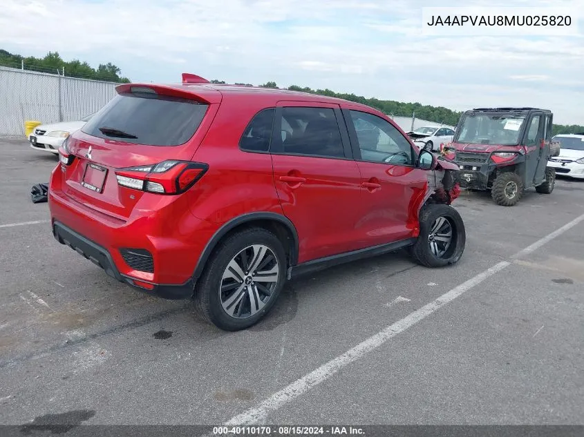 JA4APVAU8MU025820 2021 Mitsubishi Outlander Sport 2.0 Se 2Wd