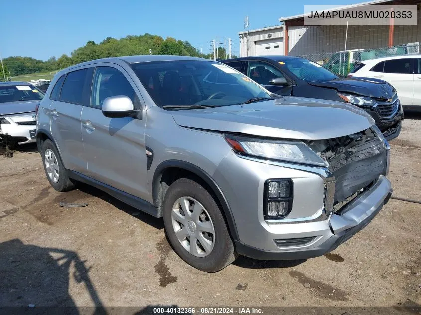 2021 Mitsubishi Outlander Sport 2.0 Be 2Wd/2.0 Es 2Wd/2.0 Le 2Wd/2.0 S 2Wd VIN: JA4APUAU8MU020353 Lot: 40132356