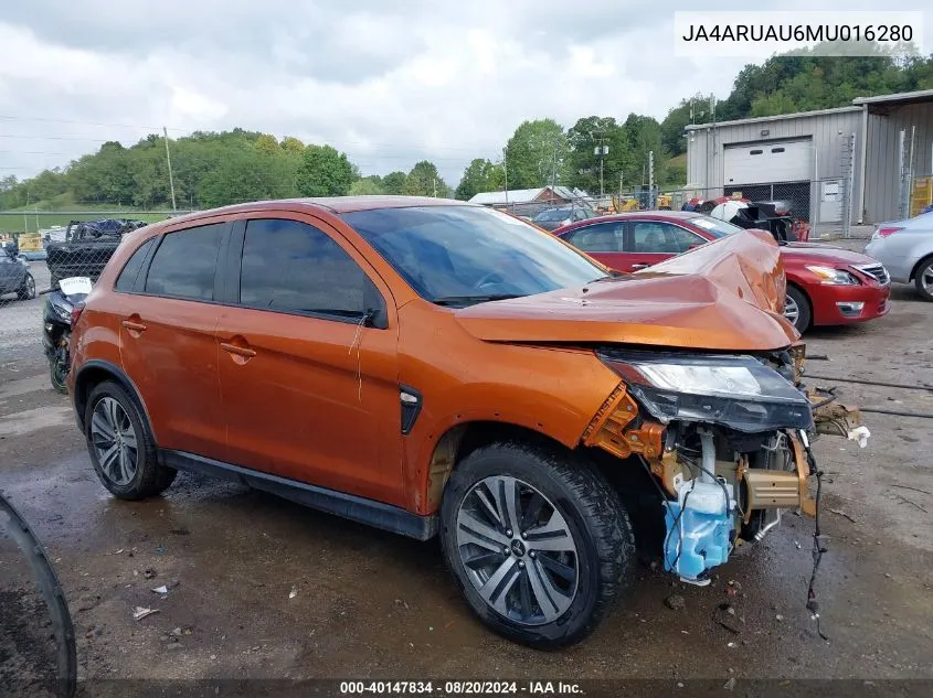 2021 Mitsubishi Outlander Sport Es/Se/Le/Be VIN: JA4ARUAU6MU016280 Lot: 40147834