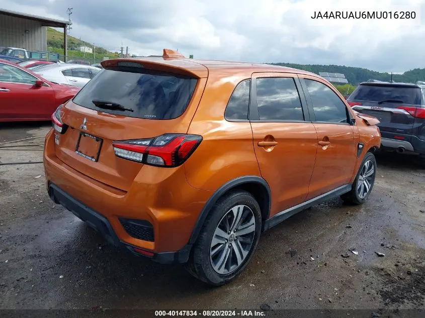 JA4ARUAU6MU016280 2021 Mitsubishi Outlander Sport Es/Se/Le/Be