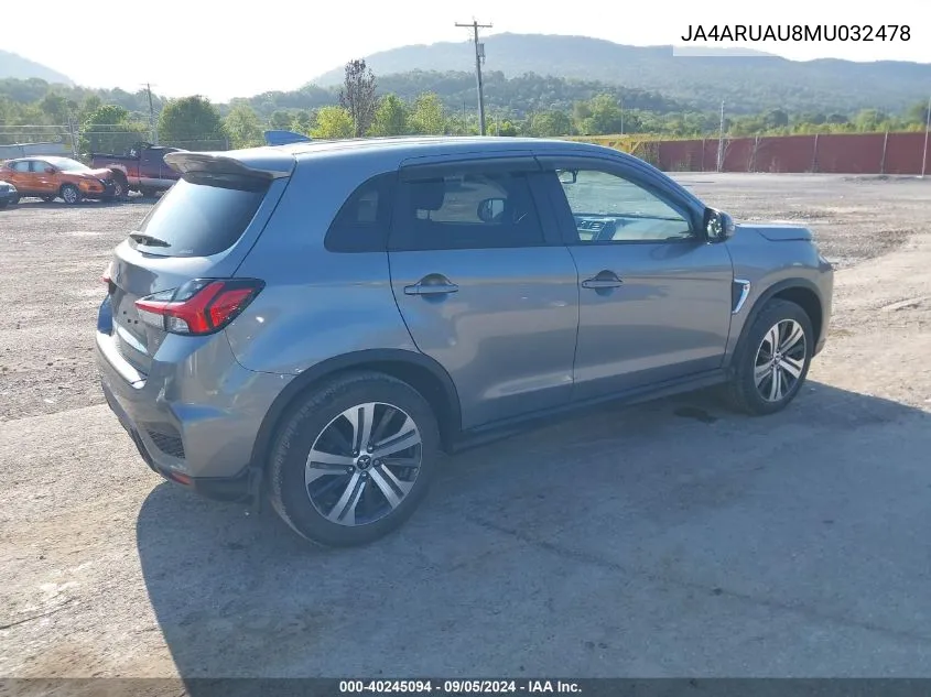 JA4ARUAU8MU032478 2021 Mitsubishi Outlander Sport 2.0 Be Awc/2.0 Es Awc/2.0 Le Awc/2.0 Se Awc