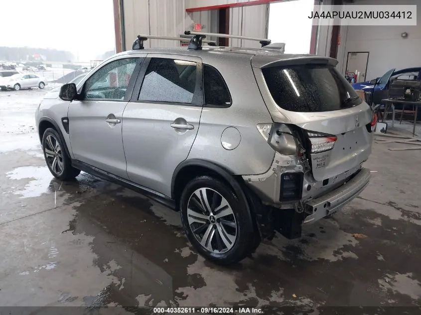 2021 Mitsubishi Outlander Sport 2.0 Be 2Wd/2.0 Es 2Wd/2.0 Le 2Wd/2.0 S 2Wd VIN: JA4APUAU2MU034412 Lot: 40352611