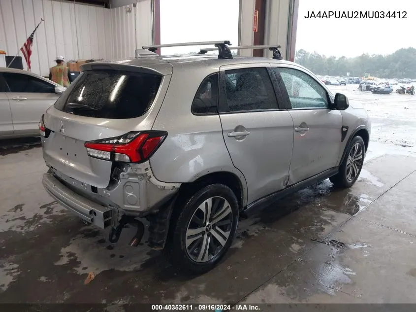 2021 Mitsubishi Outlander Sport 2.0 Be 2Wd/2.0 Es 2Wd/2.0 Le 2Wd/2.0 S 2Wd VIN: JA4APUAU2MU034412 Lot: 40352611