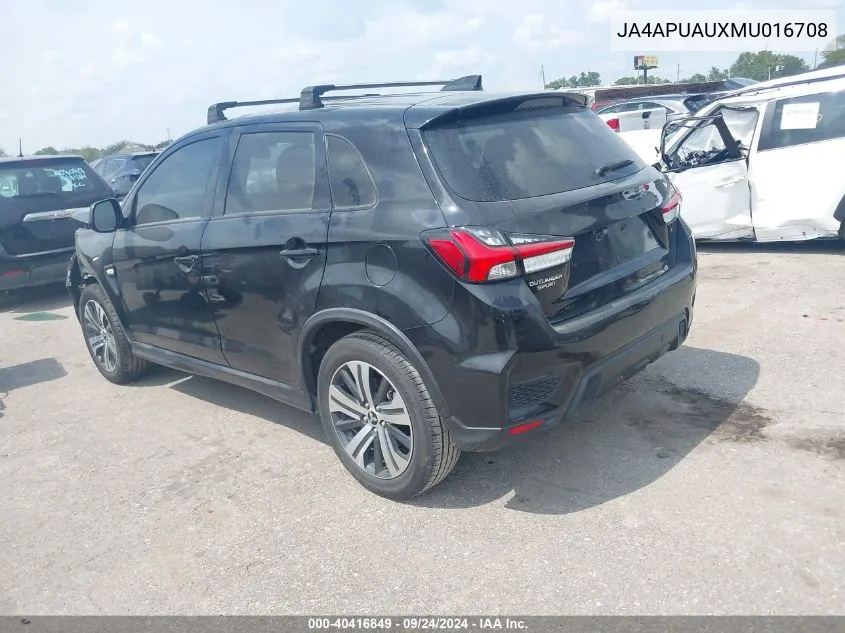 JA4APUAUXMU016708 2021 Mitsubishi Outlander Sport Es/Le/Be