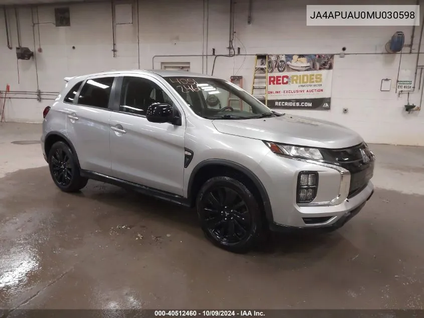 2021 Mitsubishi Outlander Sport 2.0 Be 2Wd/2.0 Es 2Wd/2.0 Le 2Wd/2.0 S 2Wd VIN: JA4APUAU0MU030598 Lot: 40512460