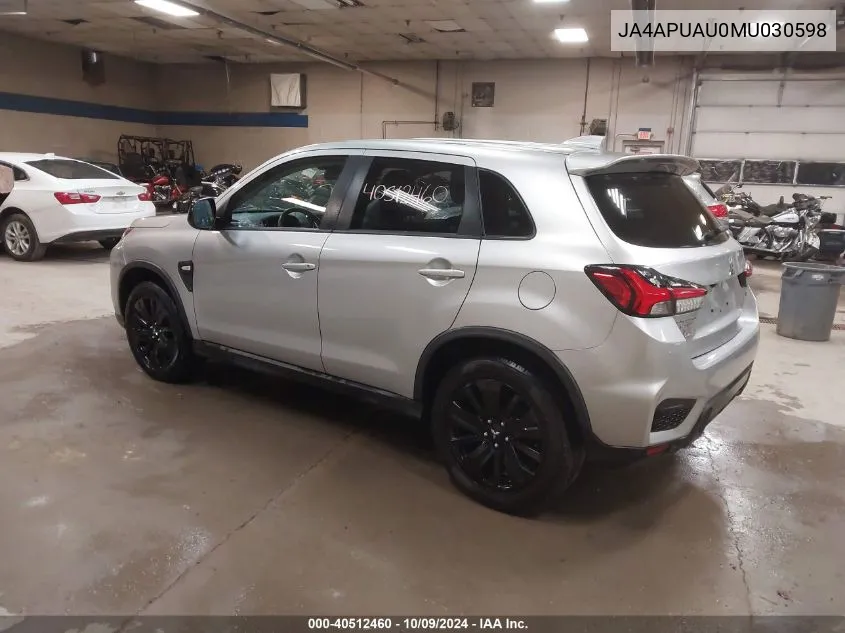 2021 Mitsubishi Outlander Sport 2.0 Be 2Wd/2.0 Es 2Wd/2.0 Le 2Wd/2.0 S 2Wd VIN: JA4APUAU0MU030598 Lot: 40512460