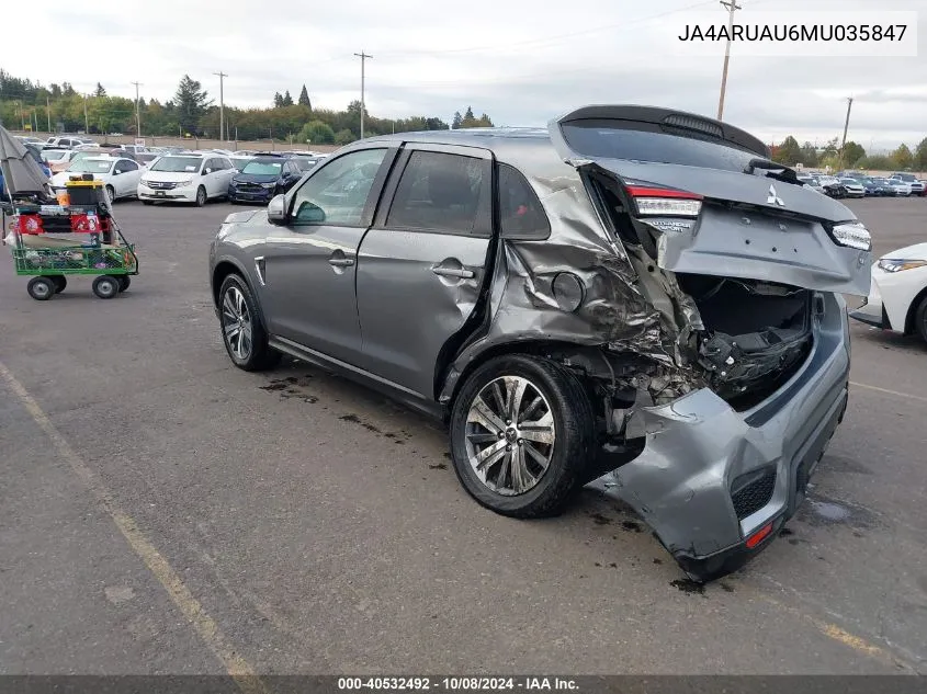 2021 Mitsubishi Outlander Sport Es/Le/Be/Se VIN: JA4ARUAU6MU035847 Lot: 40532492