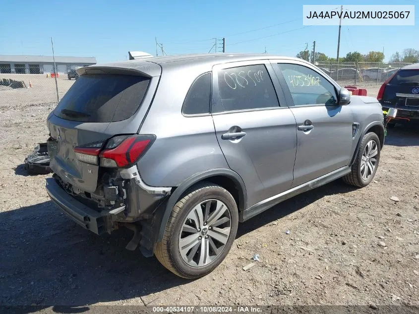 JA4APVAU2MU025067 2021 Mitsubishi Outlander Sport Se