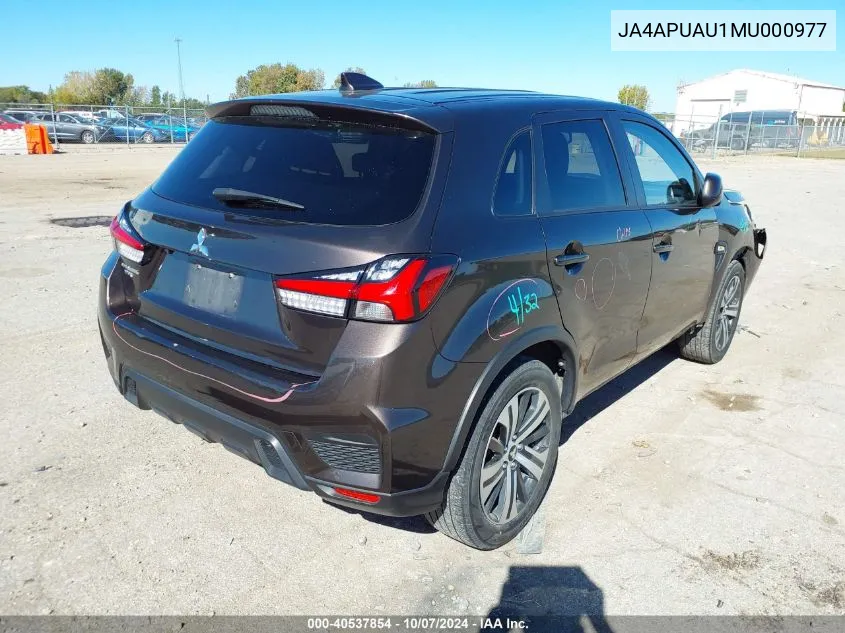 2021 Mitsubishi Outlander Sport 2.0 Es 2Wd VIN: JA4APUAU1MU000977 Lot: 40537854