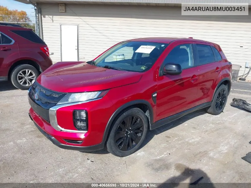 2021 Mitsubishi Outlander Sport 2.0 Be /2.0 Es /2.0 Le /2.0 Se VIN: JA4ARUAU8MU003451 Lot: 40656595