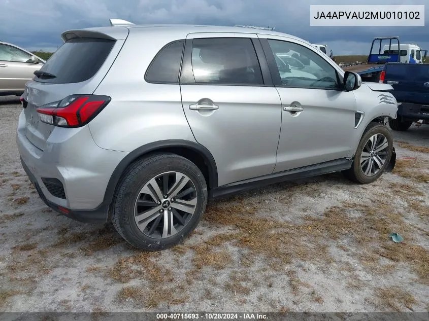 2021 Mitsubishi Outlander Sport 2.0 Se 2Wd VIN: JA4APVAU2MU010102 Lot: 40715693