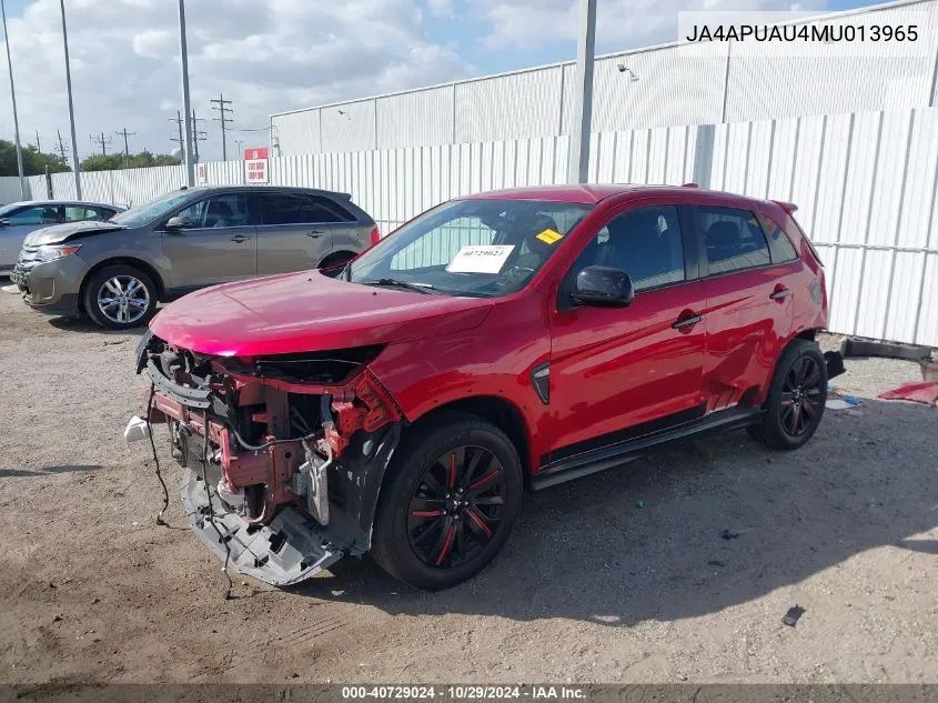 2021 Mitsubishi Outlander Sport 2.0 Be 2Wd/2.0 Es 2Wd/2.0 Le 2Wd/2.0 S 2Wd VIN: JA4APUAU4MU013965 Lot: 40729024